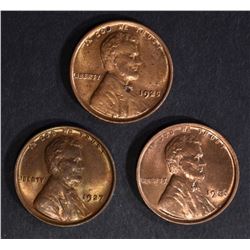 1925, 26, 27 LINCOLN CENTS CH BU RED-RED BROWN