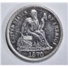 Image 1 : 1870 SEATED LIBERTY DIME AU/BU