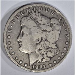 1891-CC MORGAN DOLLAR VG