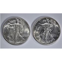 1942 & 45 WALKING LIBERTY HALVES BU