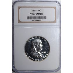 1955 FRANKLIN HALF DOLLAR NGC PF 66 CAMEO