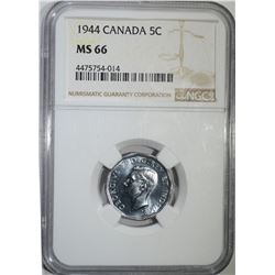 1944 CANADA 5 CENT NGC MS 66