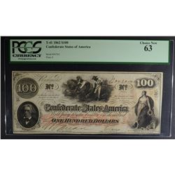 1862 $100 CONFEDERATE STATES OF AMERICA