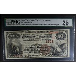 1882 BROWN BACK $10 NATIONAL CURRENCY  PMG 25