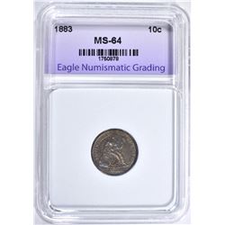 1883 SEATED DIME, ENG CH/GEM BU