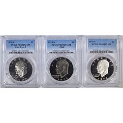 3 PROOF CLAD IKE DOLLARS ALL PCGS PR-69DCAM