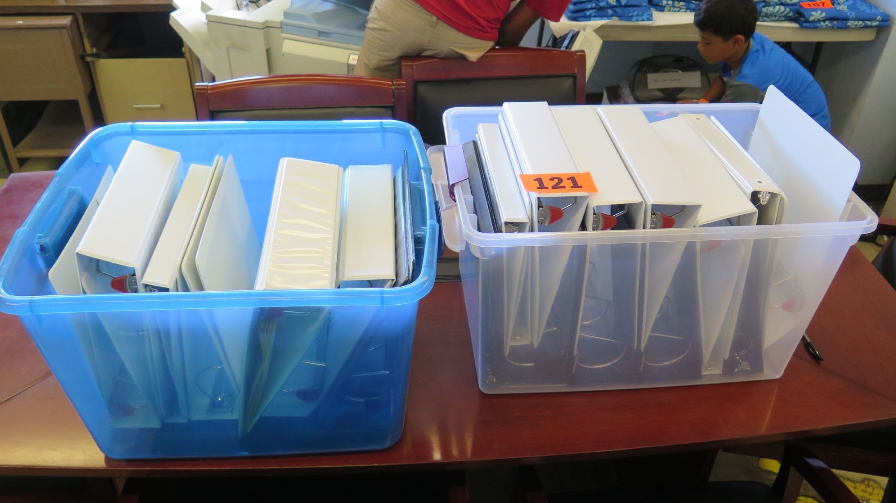 Binder Storage Containers Qty Plastic Storage Bins w/ 3-Ring Binders