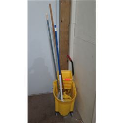 Yellow Mop Bucket w/ Mops