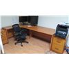 Image 1 : L-Shaped Wooden Desk Ensemble w/File Cabinet