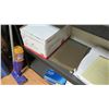 Image 8 : Contents of 2 Shelves: Paper, Binder Clips, Binders, etc.