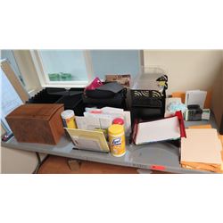 Contents of Table: Batteries, File Folder, Office Organization Trays