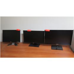 Qty 3 Monitors (Samsung, Dell)