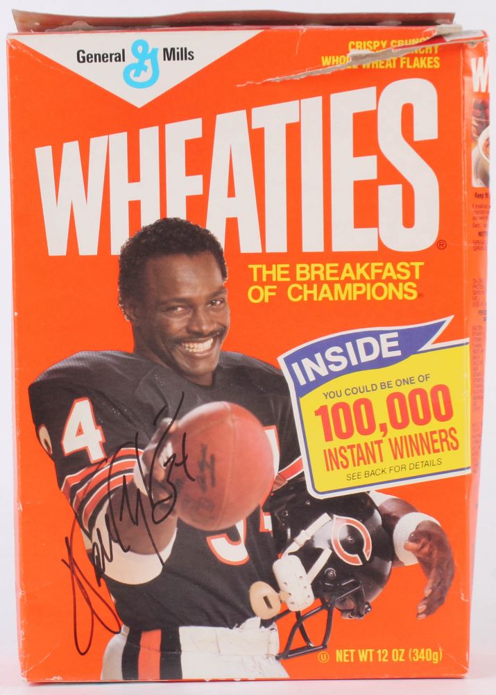 Walter Payton Signed Bears Wheaties Cereal Box Jsa Coa