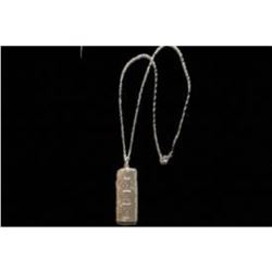 Ornate English Sterling Silver Ingot Necklace