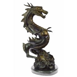 Original Limited Edition Signed Dragon by Thomas Bronze Sculpture Marble Base Statue