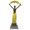 Image 3 : Signed~Chiparus~ Gold Patina Gilt Shawl Dancer Bronze Sculpture Marble