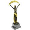 Image 4 : Signed~Chiparus~ Gold Patina Gilt Shawl Dancer Bronze Sculpture Marble