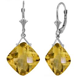 Genuine 17.5 ctw Citrine Earrings Jewelry 14KT White Gold - REF-39P3H