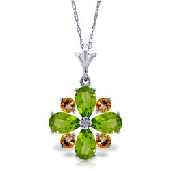 Genuine 2.43 ctw Peridot & Citrine Necklace Jewelry 14KT White Gold - REF-29H7X