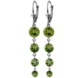 Genuine 7.8 ctw Peridot Earrings Jewelry 14KT White Gold - REF-46V3W