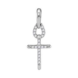 0.10 CTW Diamond Small Roman Cross Pendant 10KT White Gold - REF-8Y9X