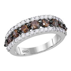2 CTW Cognac-brown Color Diamond Ring 10KT White Gold - REF-89N9F