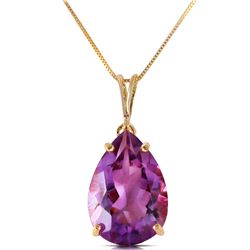 Genuine 5 ctw Amethyst Necklace Jewelry 14KT Yellow Gold - REF-30P3H
