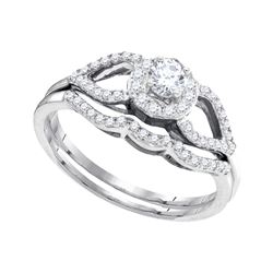 0.38 CTW Diamond Split-shank Bridal Engagement Ring 10KT White Gold - REF-44M9H