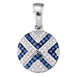 0.15 CTW Blue Color Diamond Circle X Cluster Pendant 10KT White Gold - REF-19K4W
