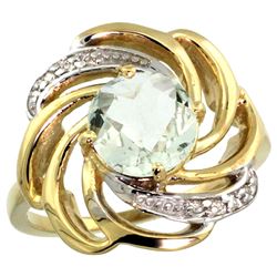 Natural 2.25 ctw green-amethyst & Diamond Engagement Ring 14K Yellow Gold - REF-57R8Z