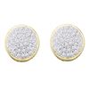 Image 1 : 0.20 CTW Diamond Circle Cluster Stud Earrings 10KT Yellow Gold - REF-18Y2X