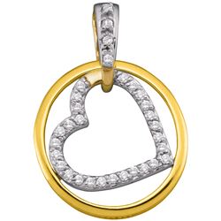 0.20 CTW Diamond Circle Nested Heart Pendant 10KT Yellow Gold - REF-13W4K