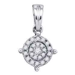 0.15 CTW Diamond Circle Cluster Pendant 10KT White Gold - REF-12F2N