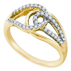 0.25 CTW Diamond Lasso Loop Knot Fashion Ring 14k Yellow Gold - REF-44K9W