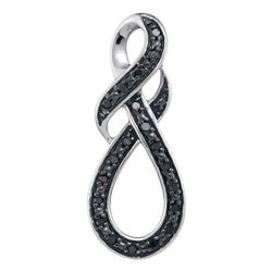 0.11 CTW Black Color Diamond Infinity Pendant 10KT White Gold - REF-10N5F