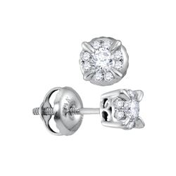 0.25 CTW Diamond Solitaire Screwback Stud Earrings 14KT White Gold - REF-30K2W