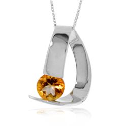 Genuine 1 ctw Citrine Necklace Jewelry 14KT White Gold - REF-50Y5F