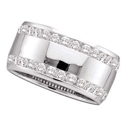 1 CTW Diamond Double Row Wedding Ring 14KT White Gold - REF-146N2F