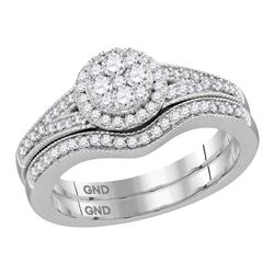 0.53 CTW Diamond Cluster Bridal Engagement Ring 10KT White Gold - REF-59Y9X