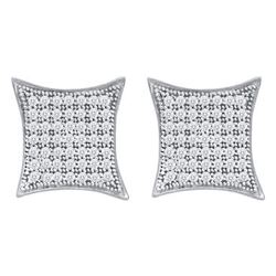 0.40 CTW Diamond Square Kite Cluster Screwback Earrings 10KT White Gold - REF-30H2M