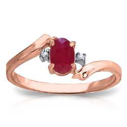 Genuine 0.46 ctw Ruby & Diamond Ring Jewelry 14KT Rose Gold - REF-29V3W