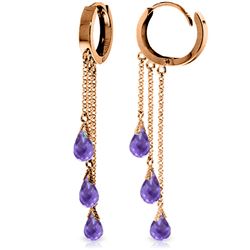 Genuine 4.8 ctw Amethyst Earrings Jewelry 14KT Rose Gold - REF-64N4R