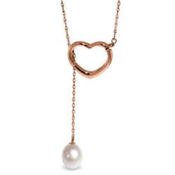 Genuine 4 ctw Pearl Necklace Jewelry 14KT Rose Gold - REF-31Z4N