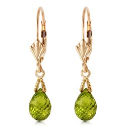 Genuine 4.5 ctw Peridot Earrings Jewelry 14KT Yellow Gold - REF-22X7M
