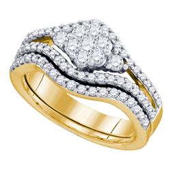0.75 CTW Diamond Flower Cluster Bridal Engagement Ring 10KT Yellow Gold - REF-71H9M