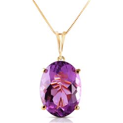 Genuine 7.55 ctw Amethyst Necklace Jewelry 14KT Yellow Gold - REF-35H9X