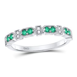 0.23 CTW Emerald & Diamond Ring 10KT White Gold - REF-26F5K
