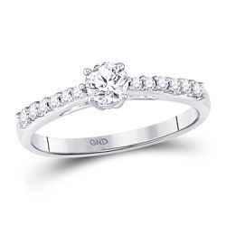0.50 CTW Diamond Solitaire Bridal Engagement Ring 14KT White Gold - REF-82X4Y