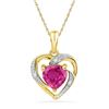 Image 1 : 1.01 CTW Created Ruby Heart Love Pendant 10KT Yellow Gold - REF-6Y6X