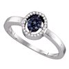 Image 1 : 0.17 CTW Blue Color Diamond Cluster Ring 10KT White Gold - REF-13H4M